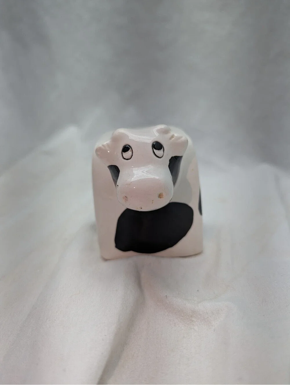 OPTIONS CERAMIC BLACK AND WHITE  WHIMSICAL COW SALT AND PEPPER SHAKERS  6”x 3”